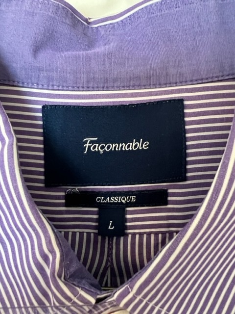 Faconnable Classique Striped Button Up purple  Si… - image 3