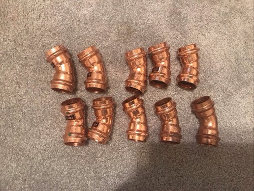 Lot Of 10;VIEGA Streamline NIBCO 45° COPPER ELBOW FITTING, 1" PRESS x 1" PRESS