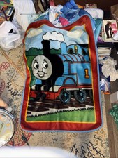 Vintage Thomas the Tank Engine Train Plush Baby Blanket Crib Toddler Bed 32x44  
