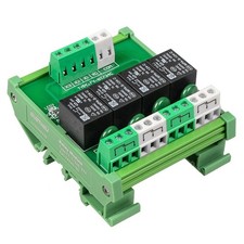 Relay Board, Relay Module 4 Channel 1 SPDT DIN Rail Mount 24V DC/AC Relay