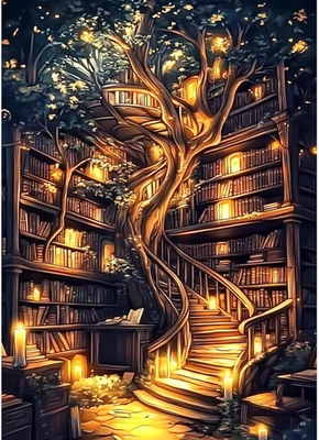 CEOVR Tree Diamond Painting Kits Adults,Magic House Diamond Painting Art Kits,30X40Cm,