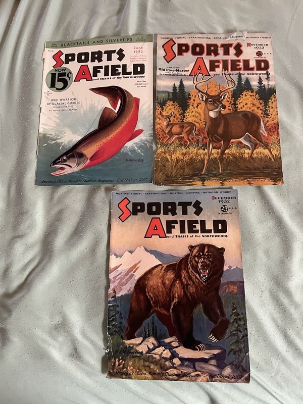 LOT 3 Sports Afield 1932-33 Issues , COVERS ONLY Painting By W.J. Wilwerding