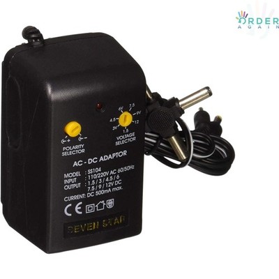 Universal DC Power Adapter 1.5V-12V 500mA Regulated with Multiple Connectors