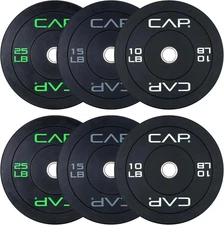 CAP Barbell 2-Inch Olympic Bumper Plate Weight Set| 100-370 lbs| Multiple Opti..
