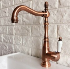 Red Copper Swivel Bathroom Kitchen Basin Faucet Single Handle Hole Mixer Tap