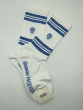  115 Alexander McQueen Women's White Mid-Calf Skull Sport Socks M 584617 9069