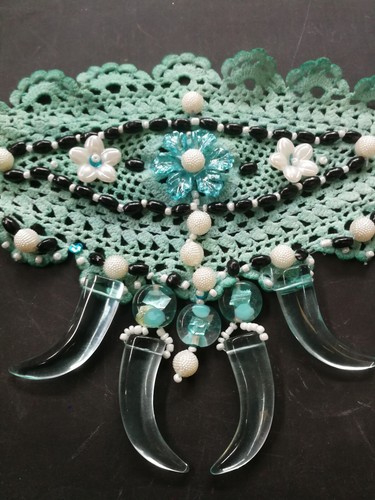 jewelry woman necklace polo neck collier handmade choker turquoise crystal horn - Picture 6 of 24