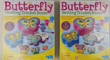 2 NEW Butterfly Nesting Trinket Boxes 4M New Sealed Box Gift Paint 6 Butterflies