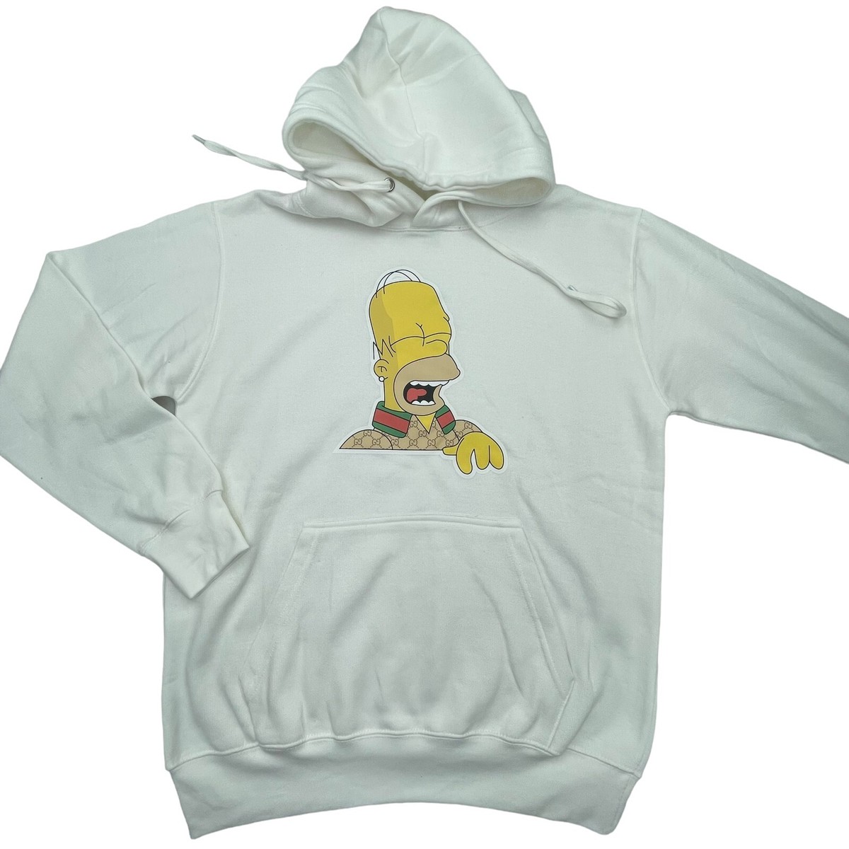 THE SIMPSONS BART Mens White Printed Hoodie Hooded Kangaroo Pocket  Sweatshirt M