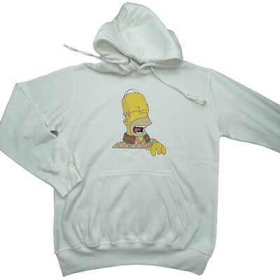 THE SIMPSONS BART Mens White Printed Hoodie Hooded Kangaroo Pocket