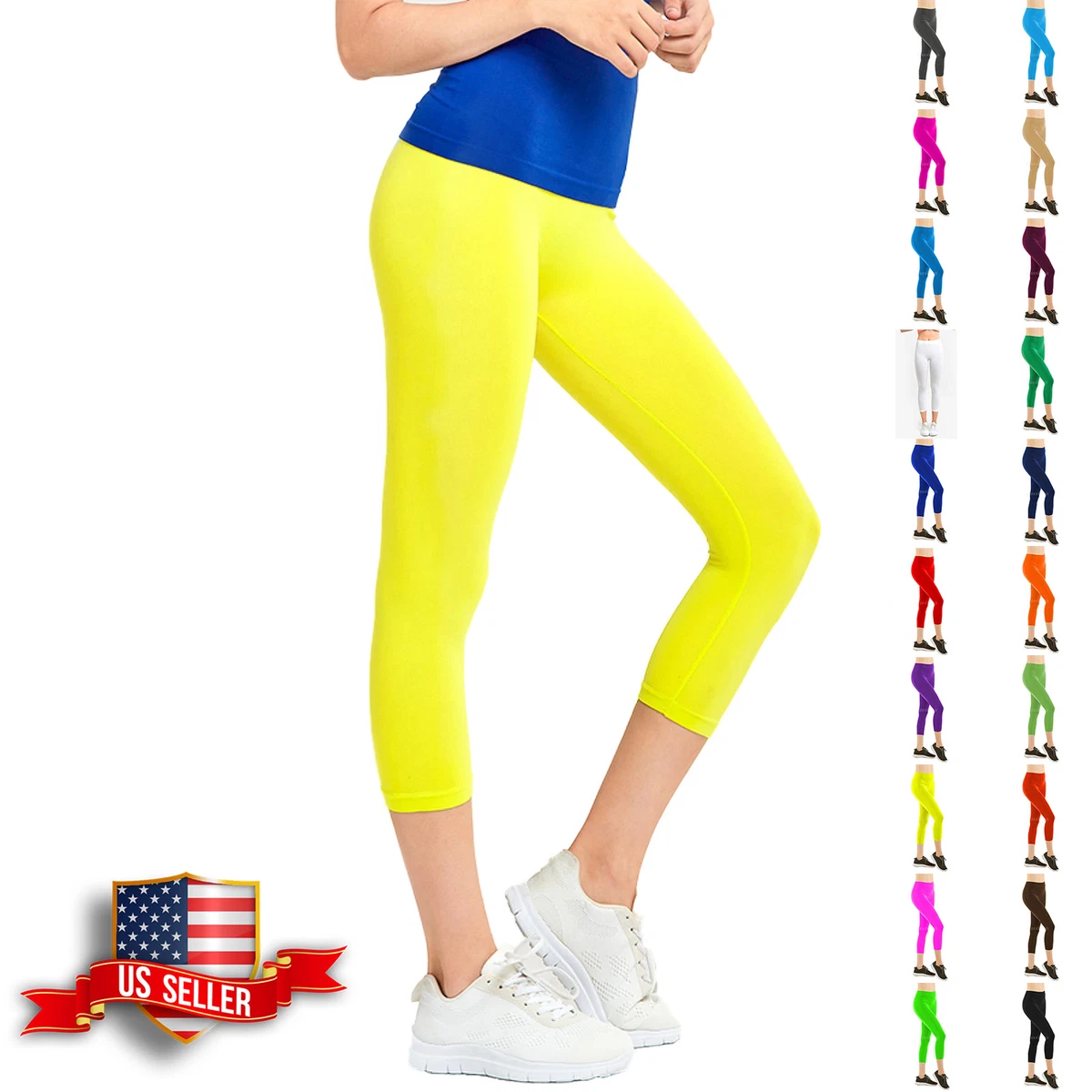 Women Capri Leggings Pants Yoga Cropped Seamless Women Solid