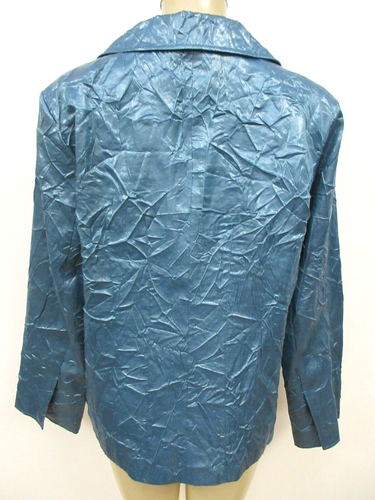TERRY LEWIS TEAL BLUE CRINKLE DESIGN JACKET SIZE XL - NEW - Picture 4 of 5