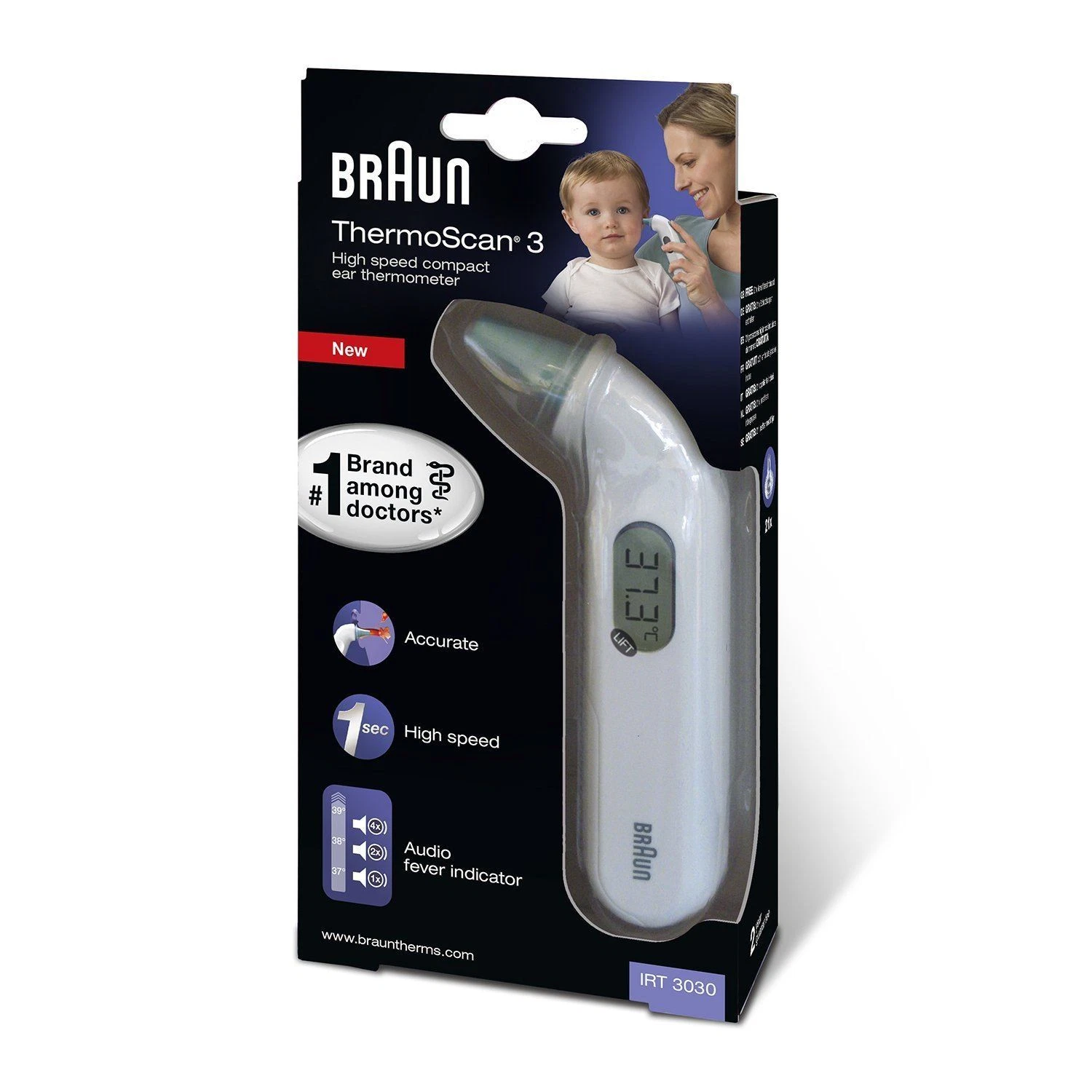 Braun ThermoScan 3 3030 High Speed Digital Compact Ear Thermometer
Opens in a new window or tab