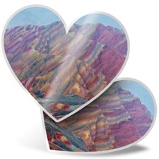 2 x Heart Stickers 15 cm - Rainbow Mountains of Zhangye #3601