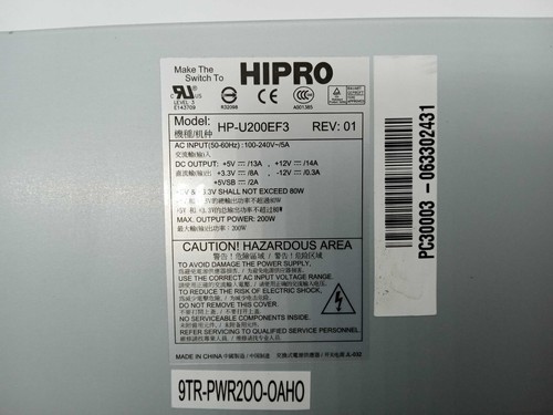Hipro 200W Power Supply HP-U200EF3 LF REV:01 - Picture 3 of 7