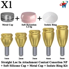 1x Kit Dent Straight Loc In Attachment Conical NP Soft Silicone Metal Cap Ring