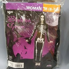 Halloween Skeleton Costume Gown Adult M 8-10
