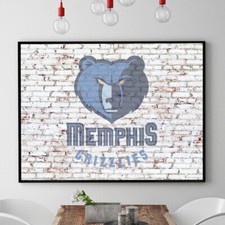 MEMPHIS GRIZZLIES Official NBA Team Logo Bricks Basketball Home Poster Canvas