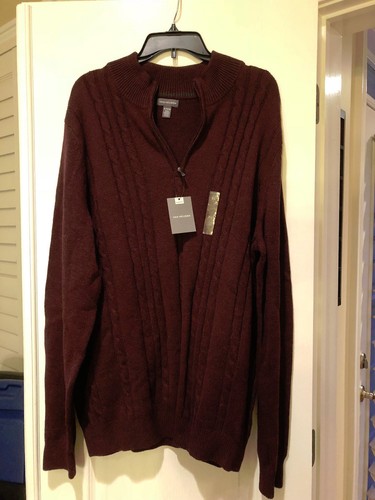 NWT Van Heusen 1/4 Zip Mockneck Pullover Sweater Burgandy XL MSRP $68 XL - Picture 9 of 11