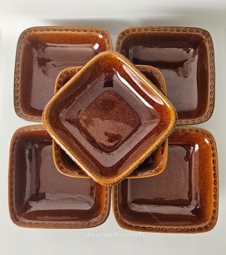 6 VTG Deco Sweden Pottery Square Bowls Helsingborg Scandinavian SvensktHantverk