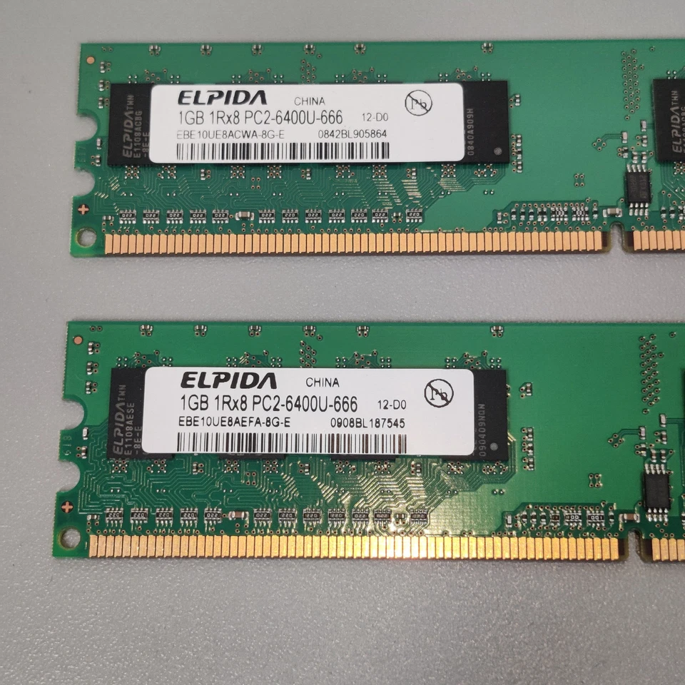Elpida EBE10UE8AEFA-8G-E 2x 1GB 1RX8 PC2-6400U 800 MHZ PC Memory - Image 2 of 4
