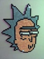 Rick Sanchez Face - Handmade Perler Bead Art - Rick And Morty Adult Swim