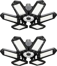 2Pack LED Garage Lights 100W 10000lm Deformable Garage Ceiling Light Shop Light