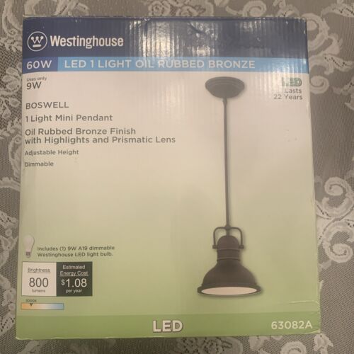 Oil Rubbed Bronze Pendant LED Light - Westinghouse 63082A Single Hanging
