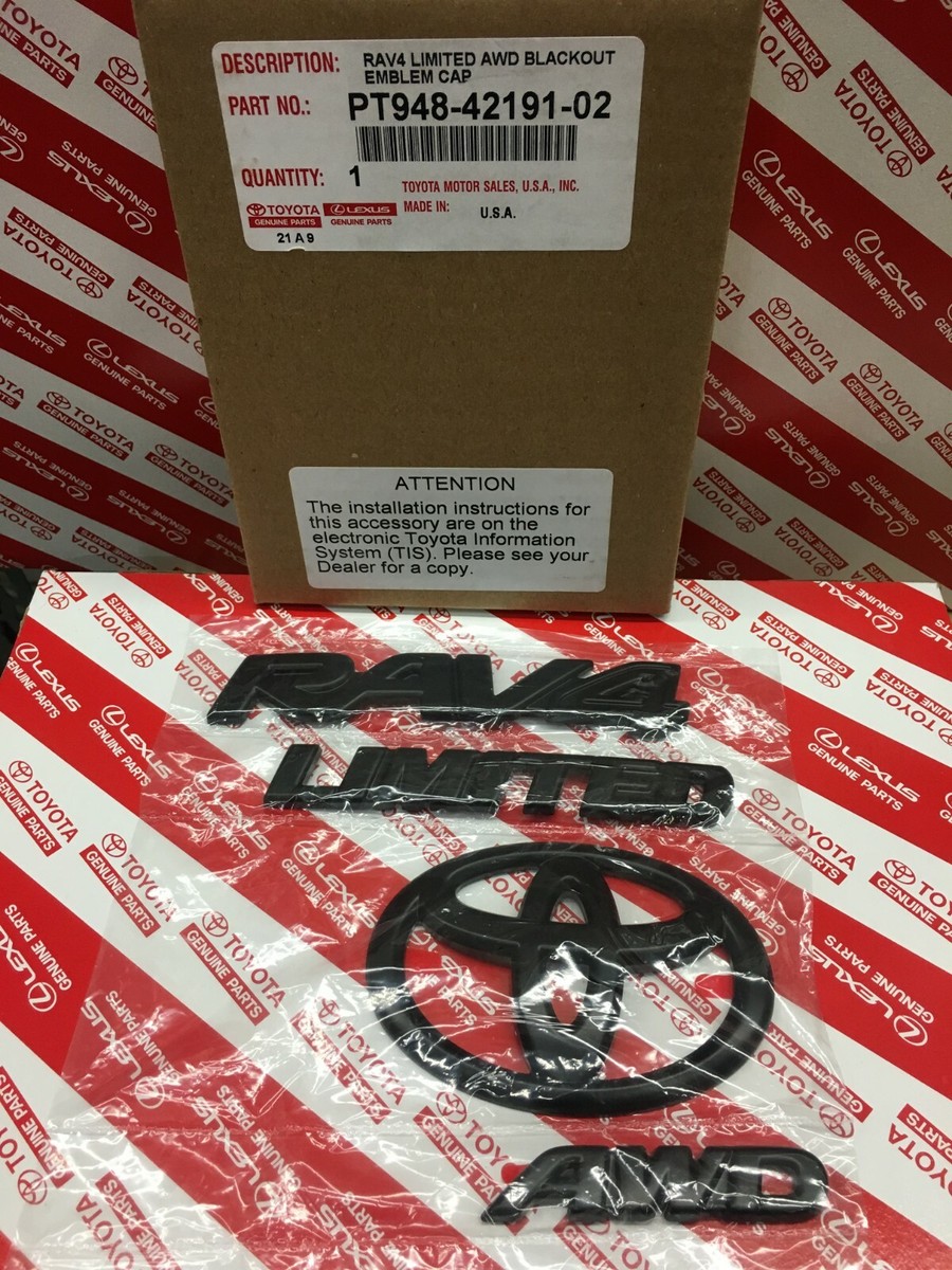2019-2024 Toyota RAV4 Limited AWD Blackout Emblem Overlay Kit GEN