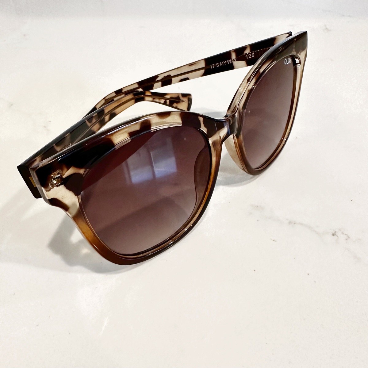 Quay Australia Brown Tortoise ‘It’s My Way’ Sunglasses Quay Australia Its My Way Sunglasses Milky Tortoise/Smoke  main image 2