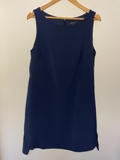 Ann Taylor Sleeveless Lined Dress Crew Neck Navy Blue Womens Size 14 Office Wear