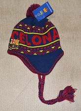 FC BARCELONA PERUVIAN BEANIE NEW ! OFFICIAL SKULL CAP HAT WINTER 