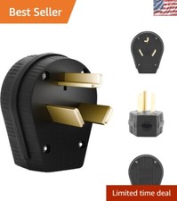 NEMA 10-30P 30 Amp 125/250 Volt Dryer Plug - Durable 3-Prong Angle Connector