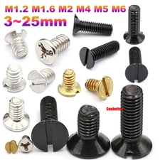 M1.2 M1.6 M2 M4 M5 M6 Slotted Countersunk Head Machine Screws 3~25mm Flat Bolts