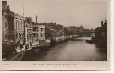 York England Guildhall From Lendal Bridge Kingsway RPPC Vintage Postcard E30