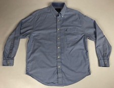 Nautica Shirt Oxford Cotton Button Down Blue Classic Fit Mens Size 16