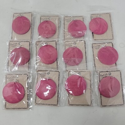 12pcs Wood Disc Pendant Hot Pink 45mm/1.75in Pyrograph, Painting, Decoupage 