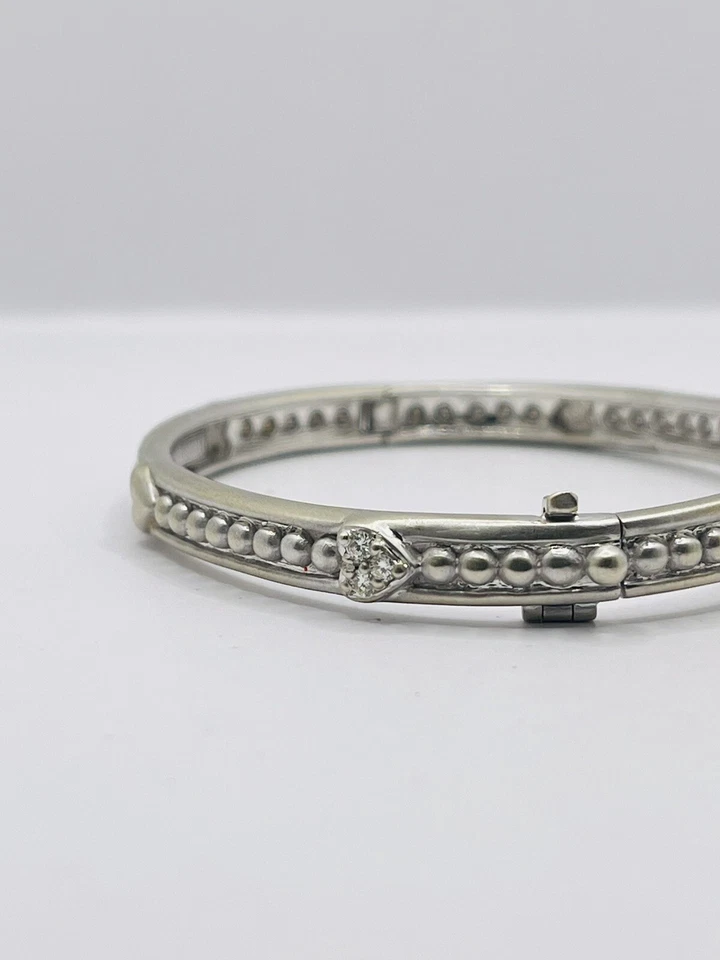 Brazalete Judith Ripka 1994 de colección de oro blanco sólido de 18 k y diamantes 6,5" 0,27 quilates Foto 2 de 4