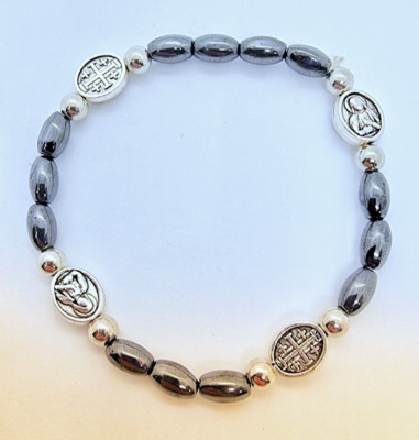 Katholisches Hämatit Stein Armband mit Ikonen / Made in Jerusalem, Das Heilige Land