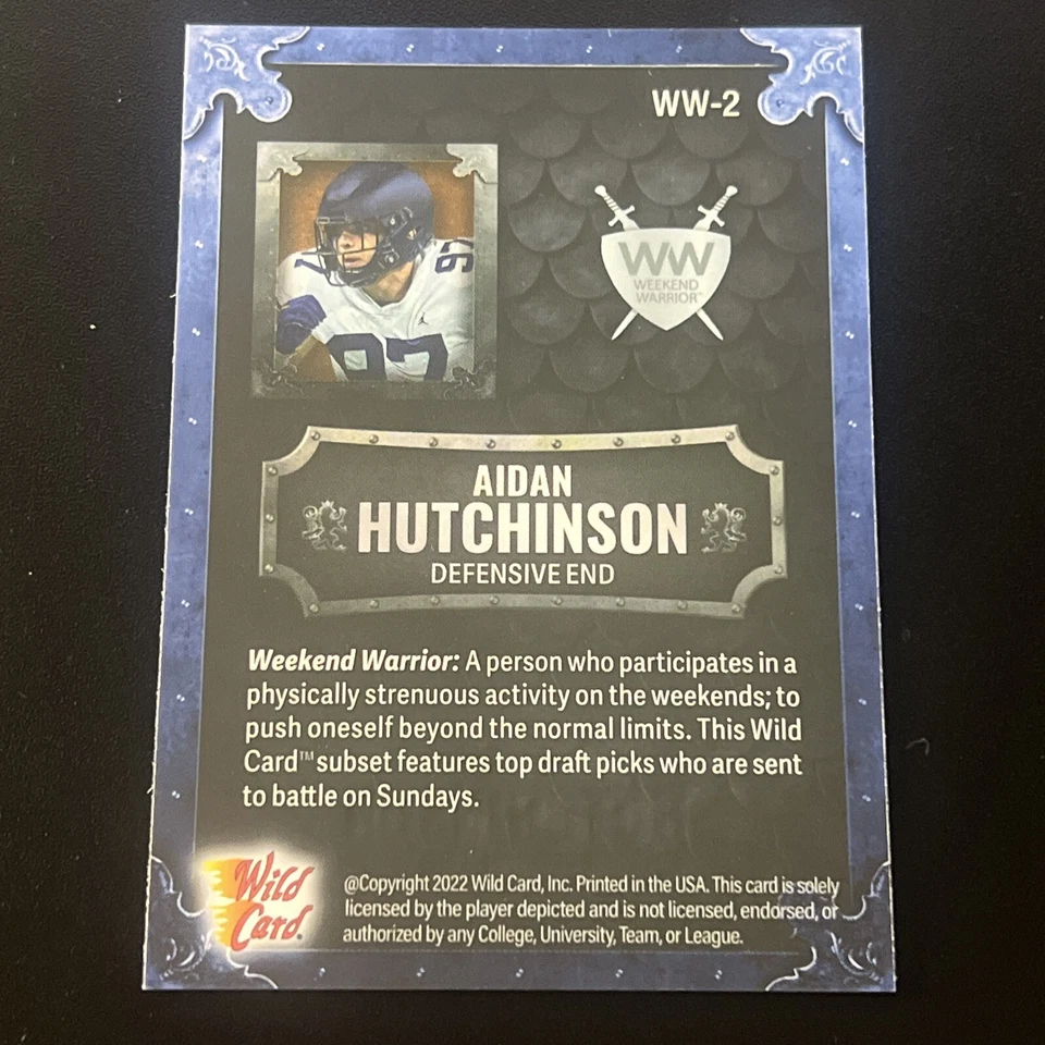 2022 Wild Card Matte Aidan Hutchinson Weekend Warrior Rookie - Image 2 of 2