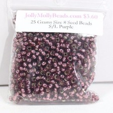 25 GRAMS SIZE 8/0 SILVER LINED PURPLE MIYUKI ROUND GLASS SEED BEADS NEW 