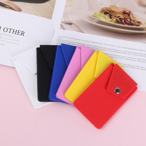 Silicone Credit Card Holder Cell Phone Wallet Slot Stand Pocket Adhesive Sticker - Picture 4 of 17