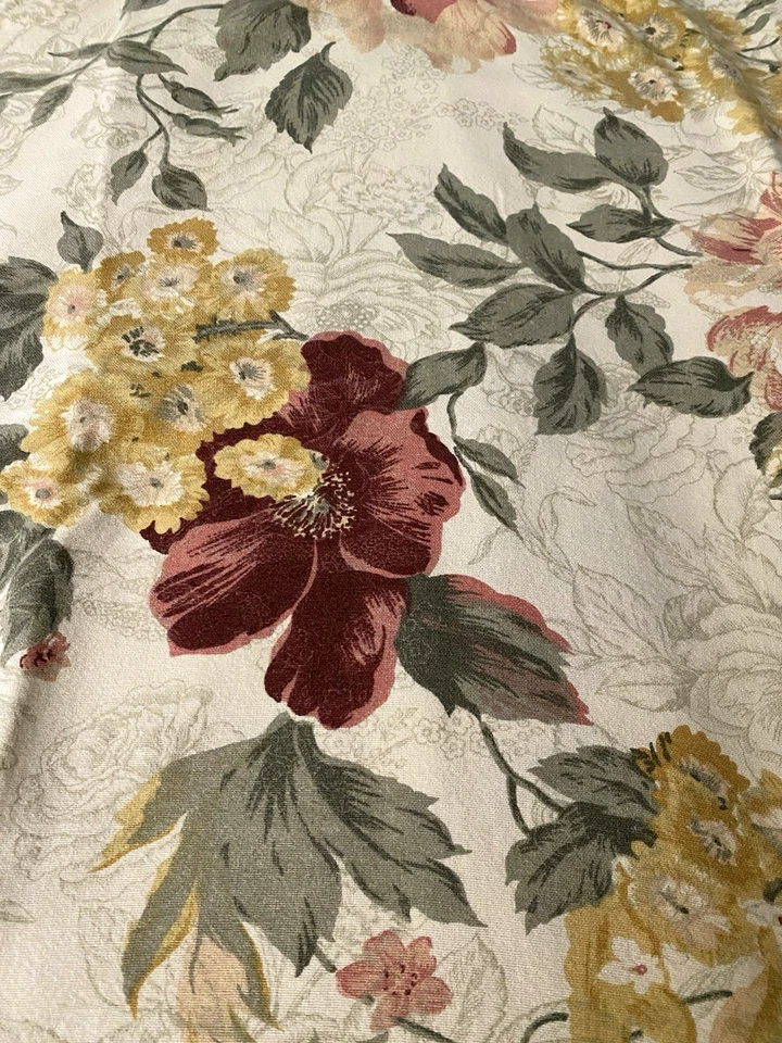 DE COLECCIÓN AÑOS 90 BOHEMIO JACOBEO FLORAL CEPILLADO GRUESO ALGODÓN SÁBANA PLANA TALLA REINA Foto 4 de 4