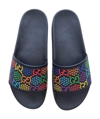 Gucci Ciabatte à Bride Homme, Sandales en Caoutchouc GG Psychedelic Noir 43 - Photo 1/4