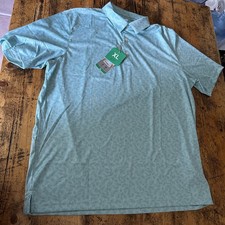 Greg Norman ML75 PlayDry Polo Shirt, Teal Print, XL, Golf Moisture Wicking