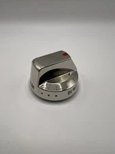 Range Burner Knob Replacement  Chrome  And Red Approximately 2.5 Inches Wide B3