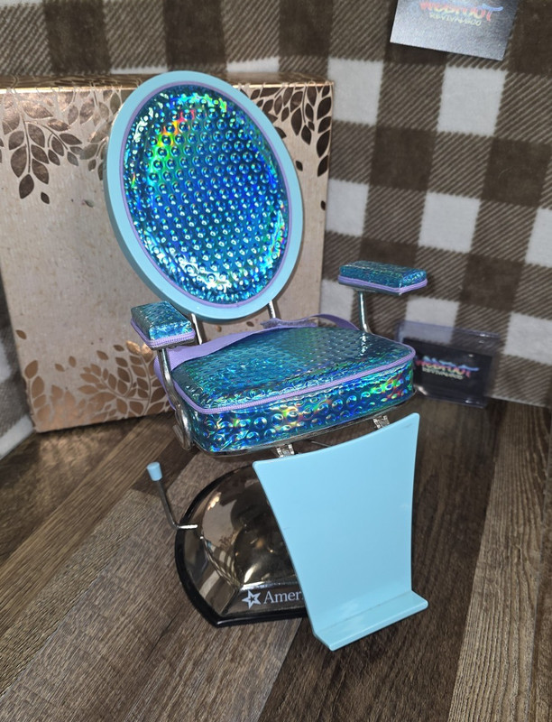 American Girl Doll Salon Styling Chair w/ Stand & Footrest, Iridescent Seat