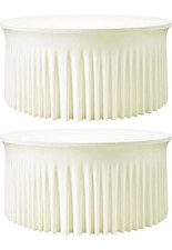 2 Pack Spandex Round Table Cover 50in Stretch Fitted Tablecloth Ivory