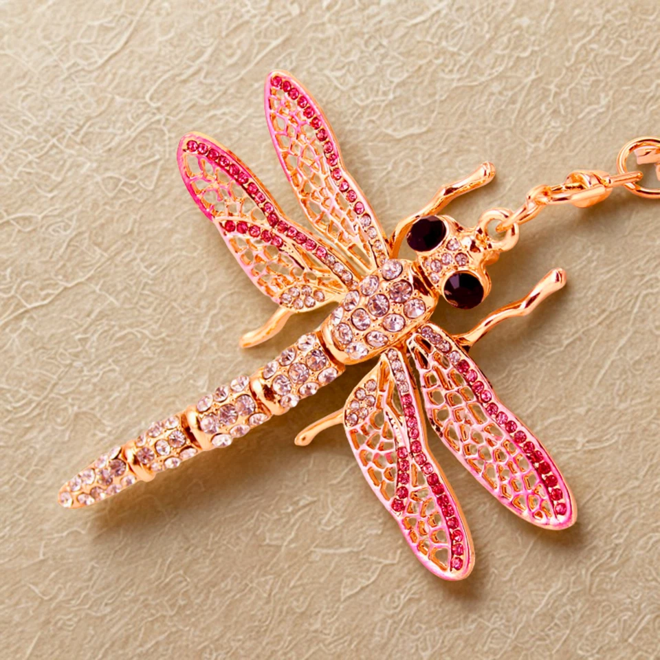 Chaveiro fofo de carro animal desenho animado liga de zinco cristal strass chaveiro presente - Imagem 2 de 4