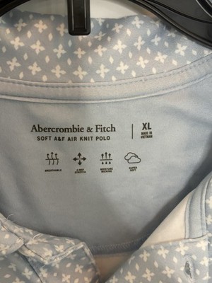 Abercrombie & Fitch Soft A&F Air Knit Men s XL Blue/White Geo Knit Polo